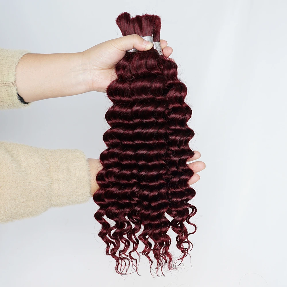 Gemlong Bulk # 99J Menselijk Haar Voor Vlechten Diepe Golf Menselijk Haar Bundels Geen Inslag Bundels Voor Vrouwen Hair Extensions 100g