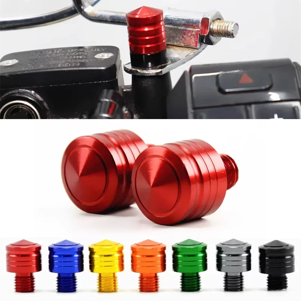 2Pcs Motorcycle CNC Aluminum M8 M10 Rear View Mirror Hole Plugs Screws Hex Socket Threaded Fasteners Anti-Rust Holder Screws