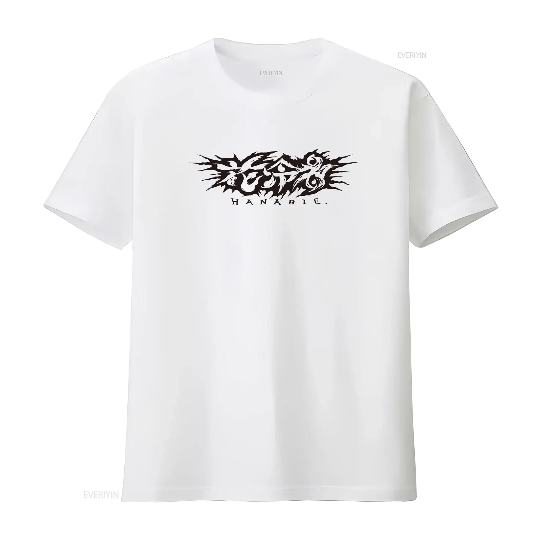 NWT Japanese Hanabie Black Music T Shirt vintage Washed Breathable Slightly designer clothes Top For Everyday Wear graphic