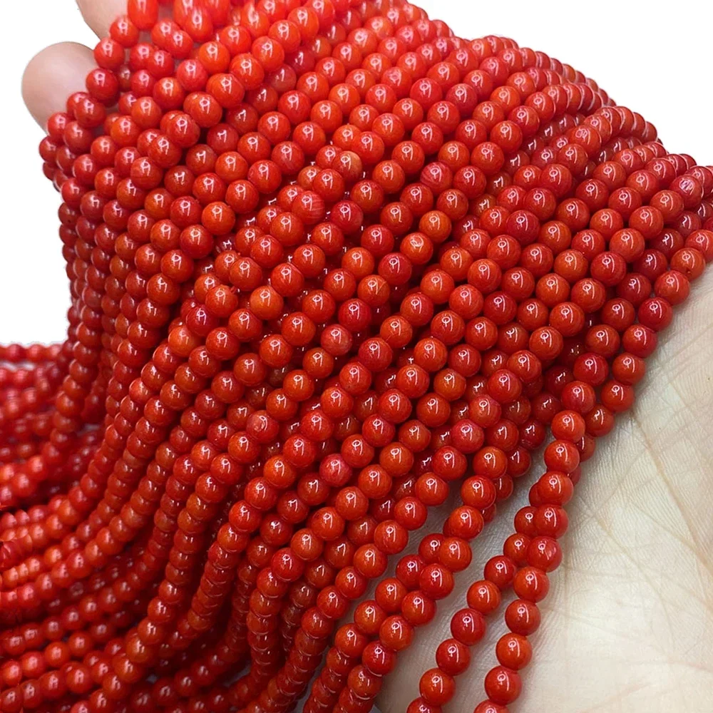 Natural Sea Bamboo Red Coral Beads 2-9mm Grade A  Round Bead Jewelry Making DIY Necklace Bracelet Earring  Accessories