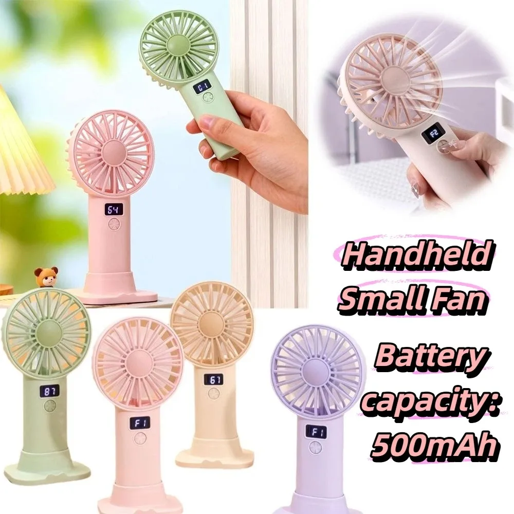 

Mini Size Digital Display Fan Stable Base Compact USB Rechargeable Fan Practical Design Lightweight Handheld Mini Fan
