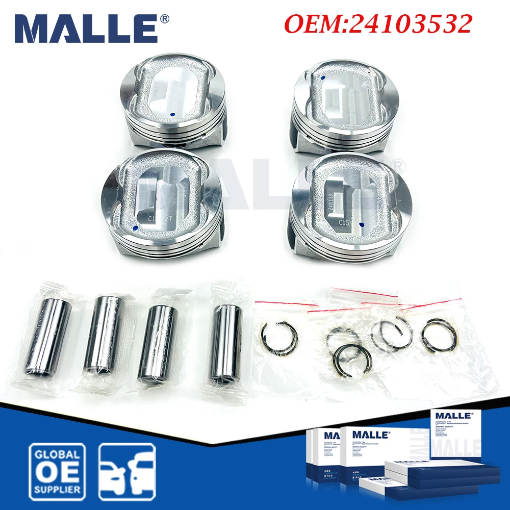 Engine Parts Pistons Set For GM Chevrolet Sail 3 1.5 L2B Auto Car Accessories 24103532 STD Piston Pin Clip Assembly Kit 4 Pcs