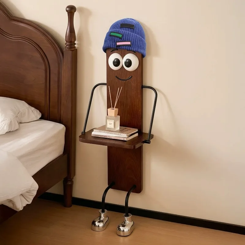 Replace the bedside table, all solid wood is particularly good-looking integrated against the wall 2026 new creative bedside