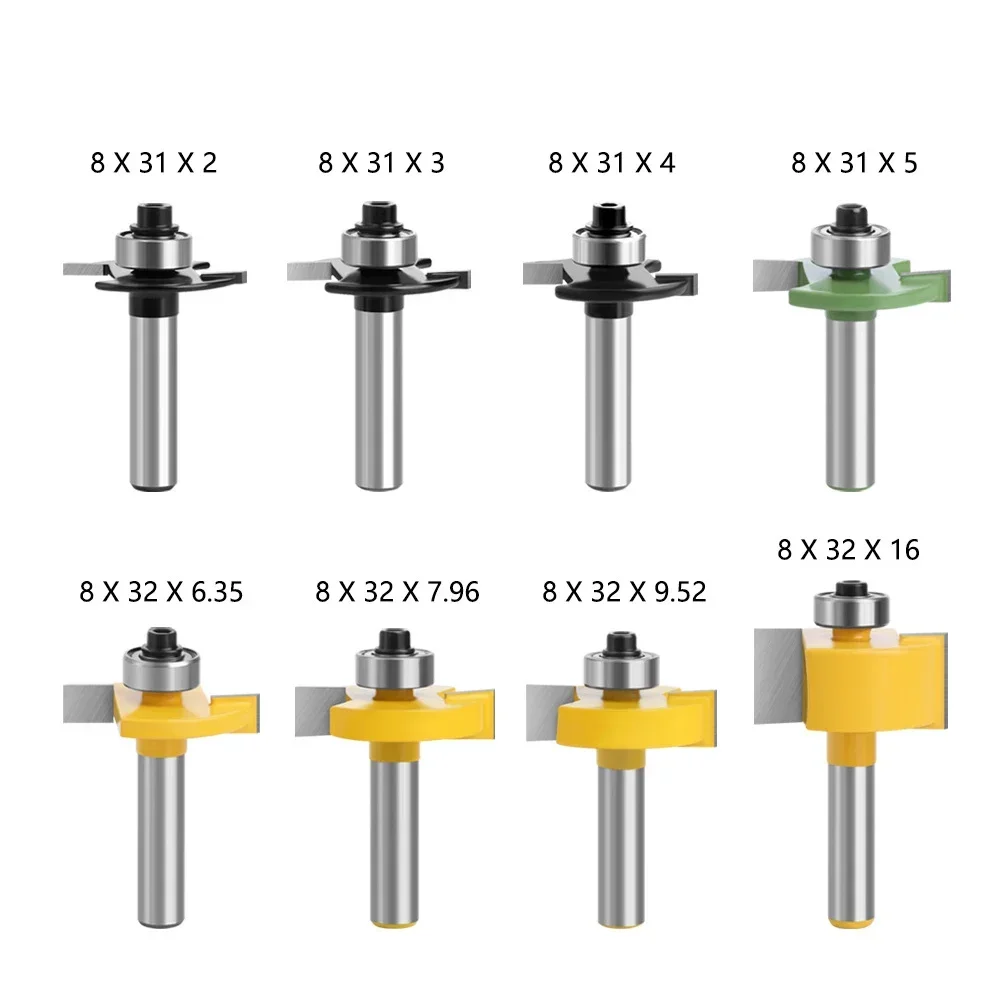 목공용 T-슬롯 비스킷 조인트 슬롯 커터, 조인트 슬롯 라우터 비트, 베어링 밀링 커터 포함, 8mm 생크, 1 개