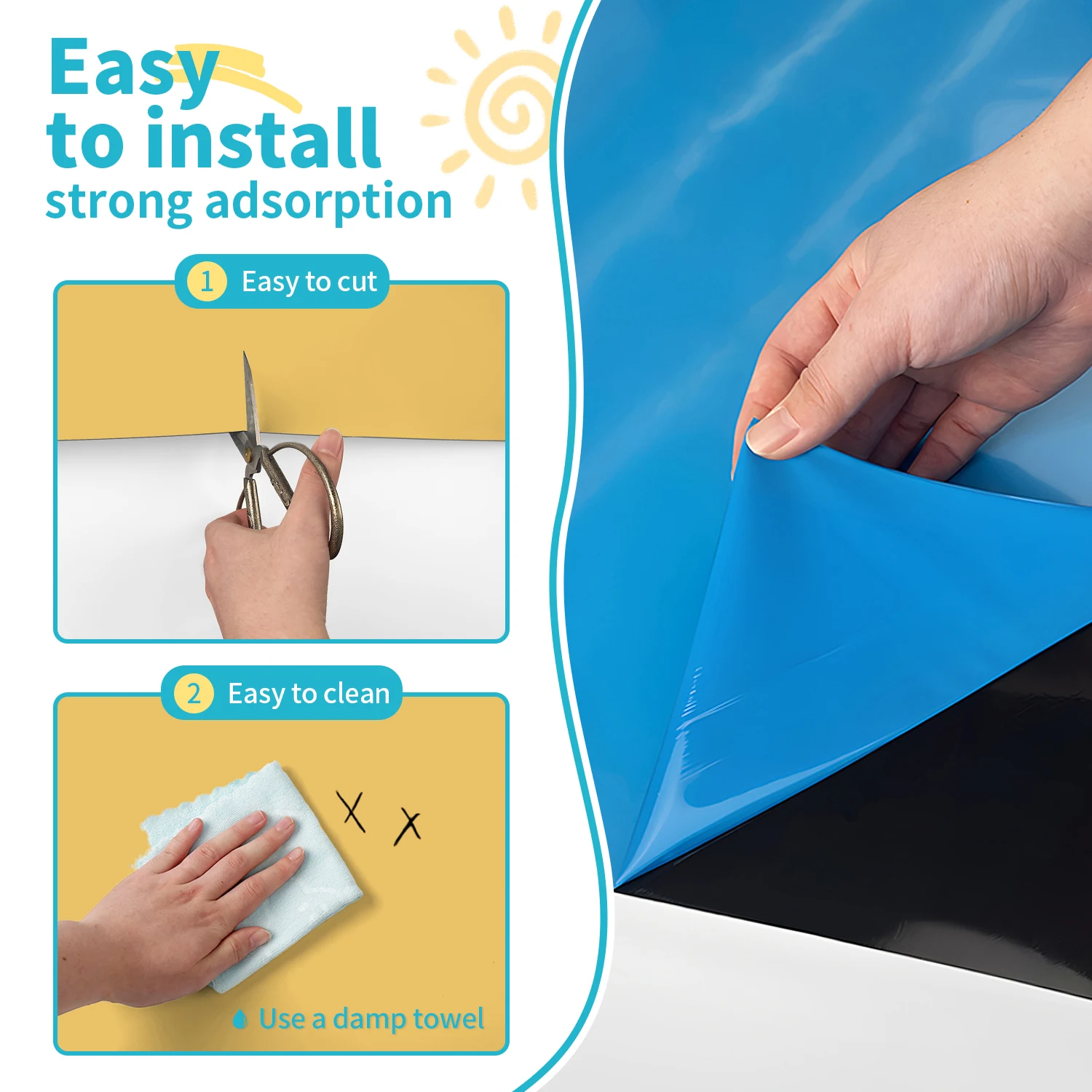 Whiteboard-Wandaufkleber-Set - Magnetisch, abwischbar, rückstandsfrei, PVC-Material, perfekt für die Heimdekoration – Detail 14