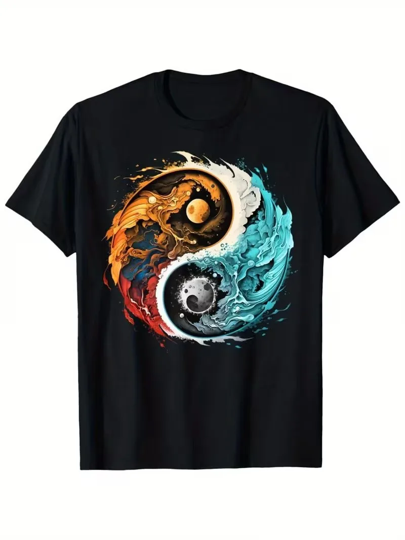 

Vibrant Yin Yang Design Zen-inspired T-Shirt for Spiritual Wear