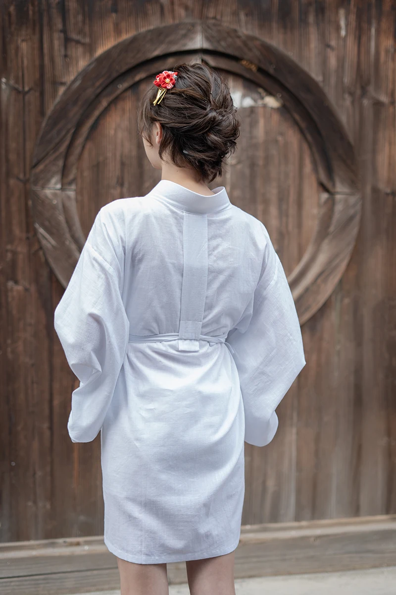 Women's Kimono Inside Lining, White Color ,Soft Comfortable ,Cotton Sleeping Robe, Japan Traditional Yukata