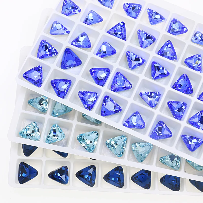 

12MM Delivery Fast Pointed Back Stone Triangle Crystal Rhinestone Loose Gemstone Diamond Beads For Garment Shoes Bags DIY Craft