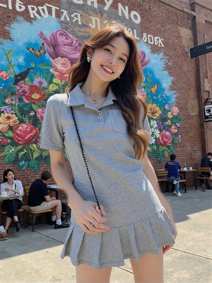 Abiti casual da donna Stile sportivo Pieghettato Vintage Retro Modello a pois Cerchio Altalena Svasata A-Line Dolce femminile Elegante