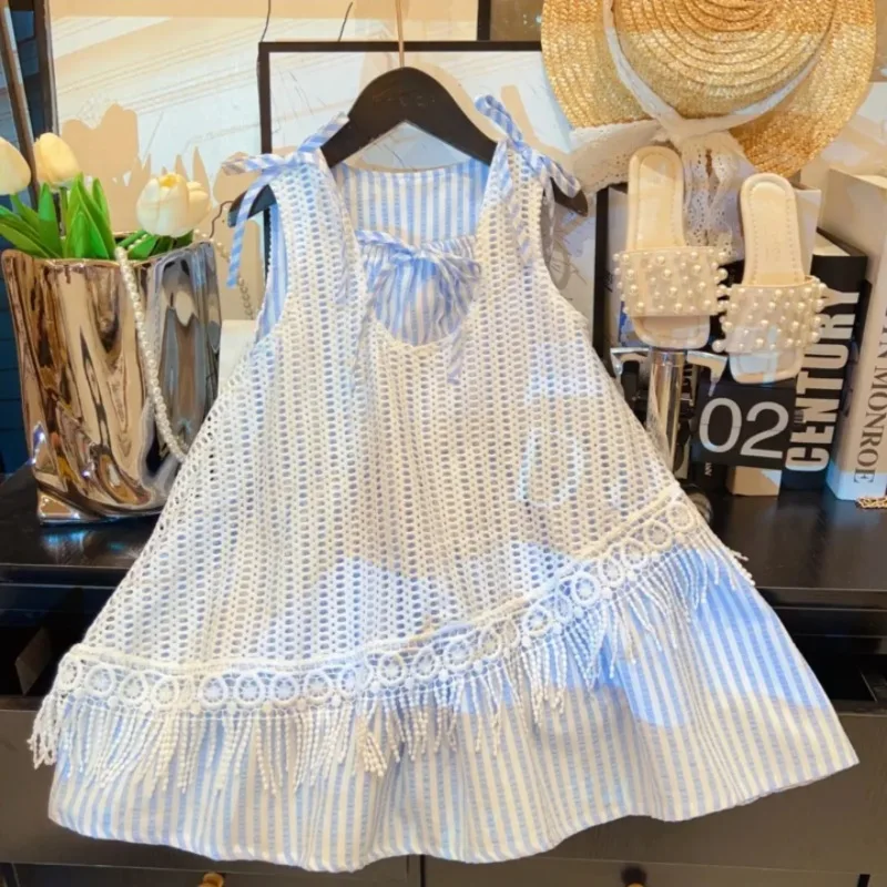 

Girls' dress set, new summer style, children's forest-themed cover-up and suspender skirt, stylish and fashionable two-piece set