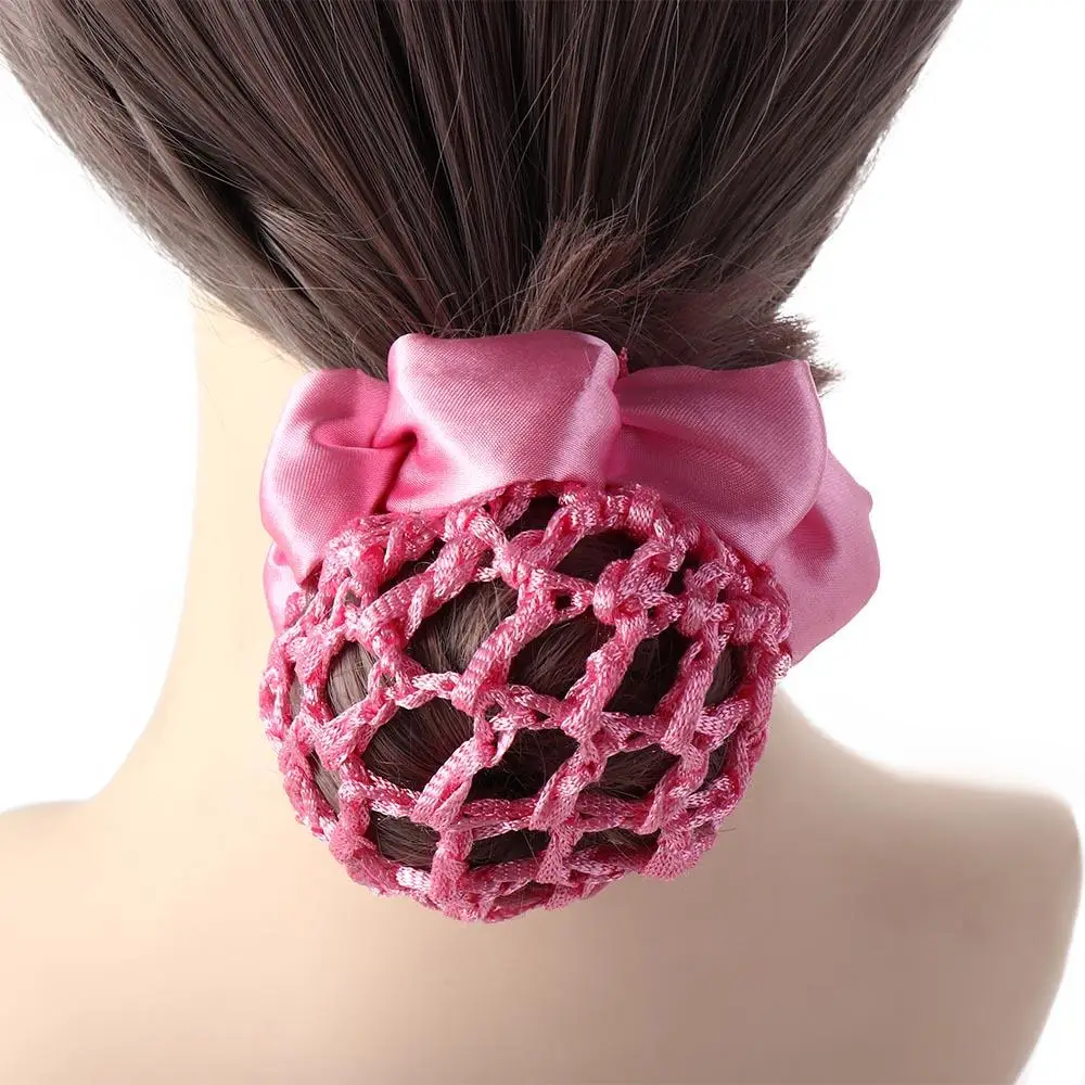 Korean Flower Hair Net For Women Girls Hotel Bun Snood Nurse Hair Cover Net Ponytail Holder Dance Elastic Tie Headwear