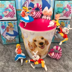 8pcs/Set Alice in Wonderland Cup Alice Cheshire Cat White Rabbit Mad Hatter PVC Figures Toys Gift
