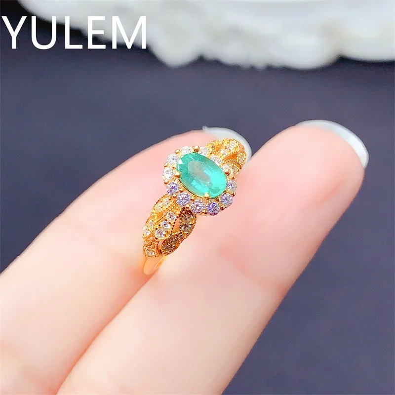 

NewDesign 925 Silver Emeraldring for Wedding 5mm*7mm Natural Emerald Earrings with 18K Gold Plating