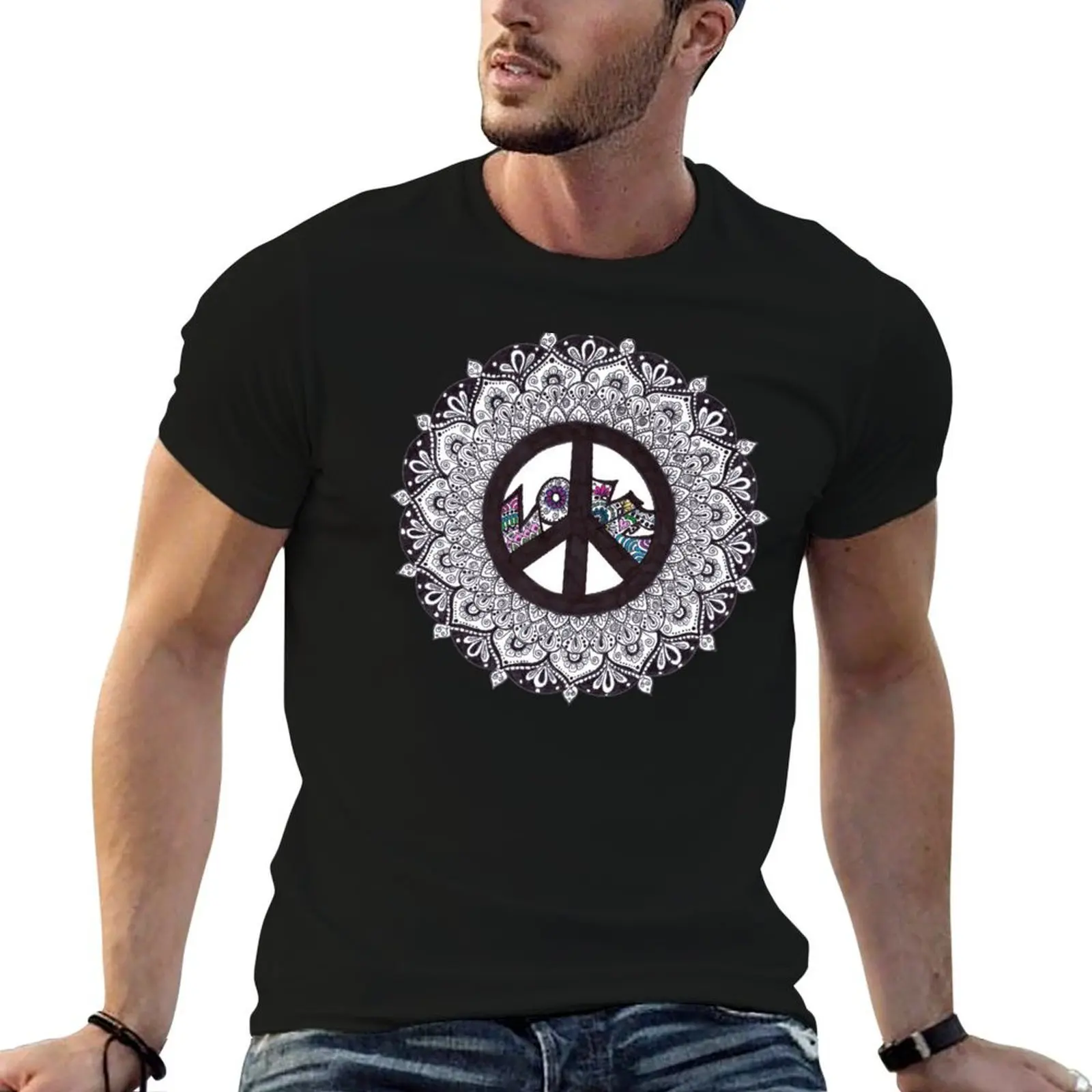 

Peace Love Mandala T-Shirt man t shirt luxury t shirts for man graphic tees T-Shirt