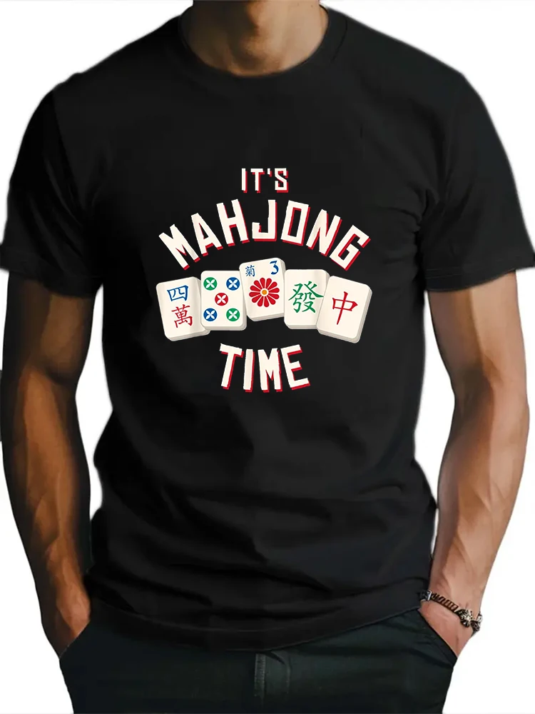 זה זמן mahjong משחק סיני אריחי משחק שחקן חולצת טריקו גברים גברים חולצות גברים חדשים t חולצת טי חולצת טי בגדי אופנה
