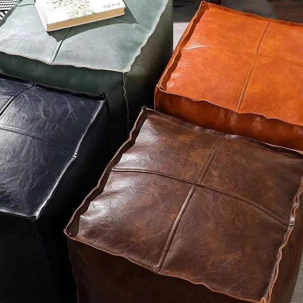 

Fashion PU Leather Storage Leg Bench Cube Non-Slip Clothes Storage Chair Nordic Minimalist Ottoman Seat Living Room