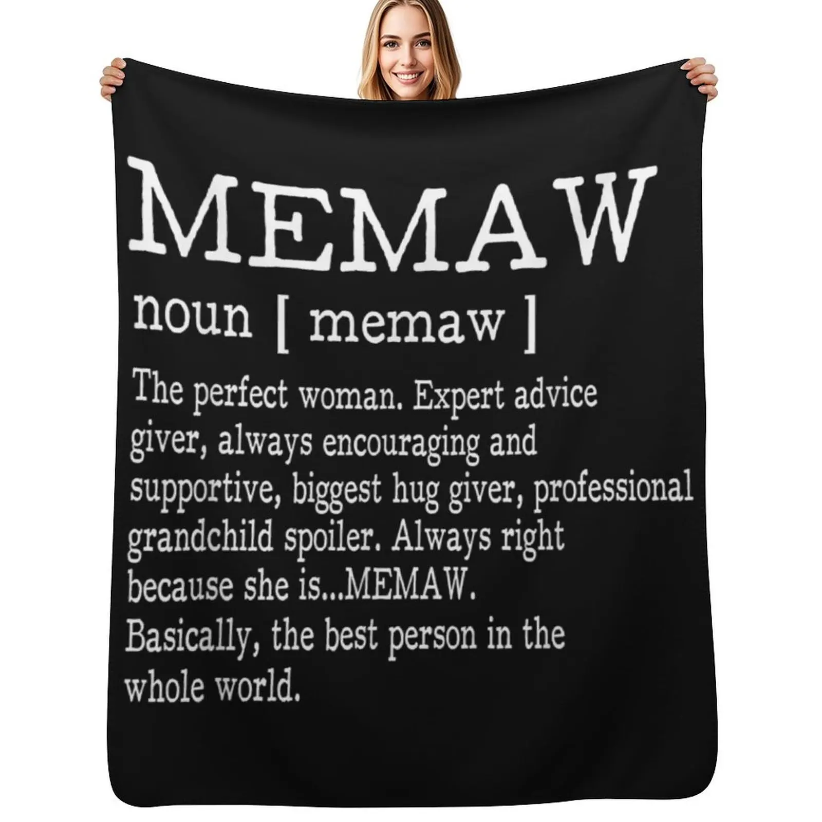 

Memaw Definition Grandma Mother Day Gifts Women Throw Blanket Portable Lightweight Blanket for Travel Camping