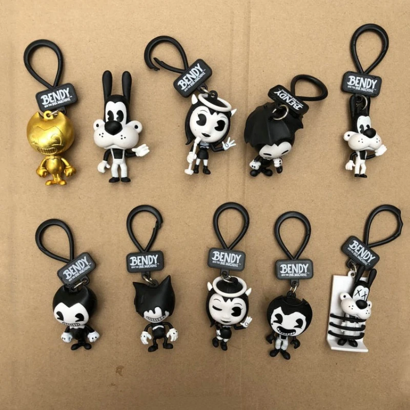 Animation Bendys Doll Keychain DIY Pencil Head Cover Ink Machines Pendant Action Figure Model Toy Random One