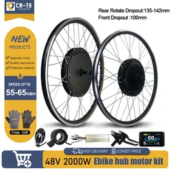 Kit di conversione bici elettrica 48V 2000W 20 26 27.5 700C 28 ruota motore mozzo anteriore posteriore senza spazzole da 29 pollici per Kit di conversione Ebike