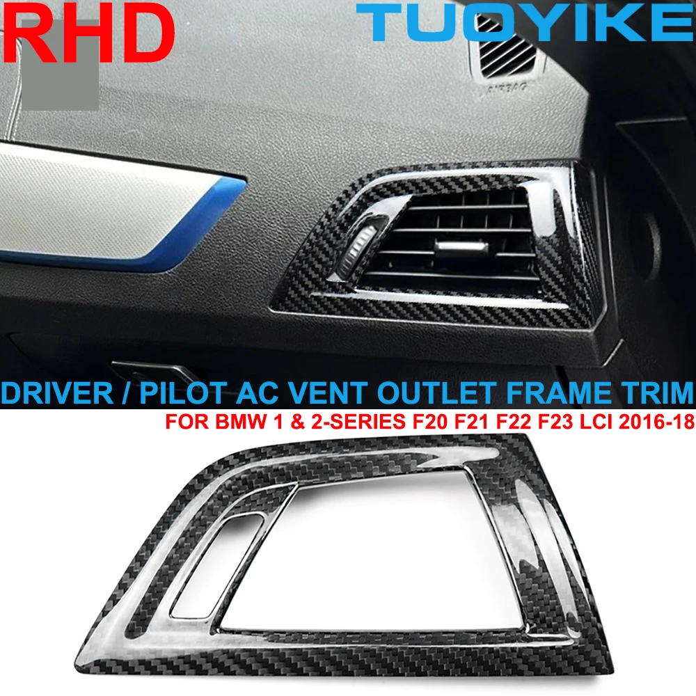 RHD Real Dry Carbon Fiber Interior Driver AC Vent Air Outlet Frame Cover Trim Decoration For BMW 1 2-Series F20 F22 F23 2016-18