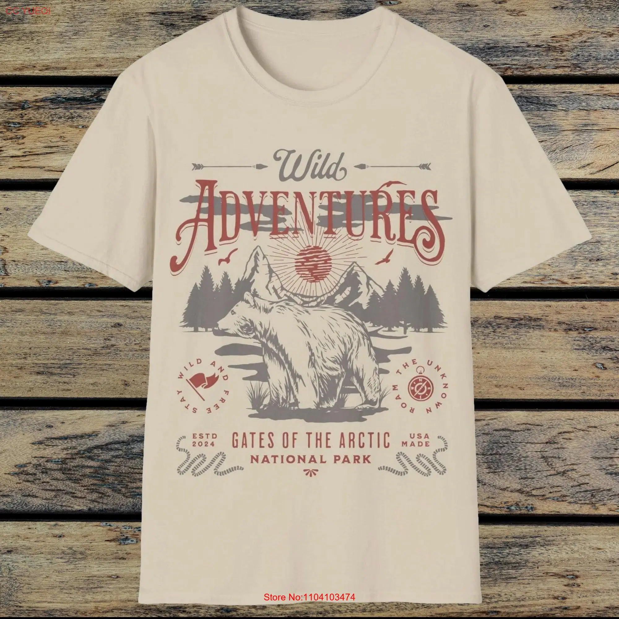 Bear Wild Adventures National Park T Shirt Mountain Exploration Camp Lover Traveler long or short sleeves