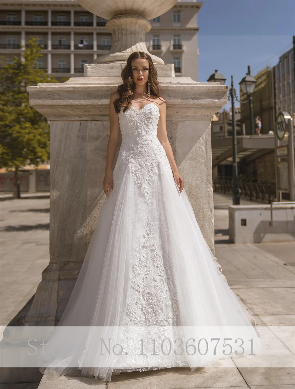 Luxe Sweetheart Kraag Appliques Kant Tule Trouwjurk Voor Vrouwen A-Lijn Rechtbank Trouwjurk Met Pet Mouw Robe De Mariée