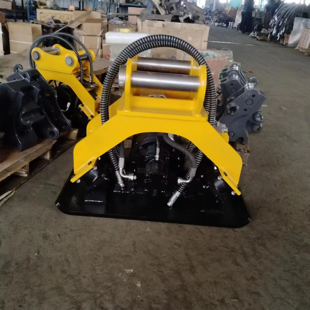 Vibration Compactor Plate, Heavy Duty Hydraulic Rammer for Soil Gravel Road Construction Foundation Compaction Works