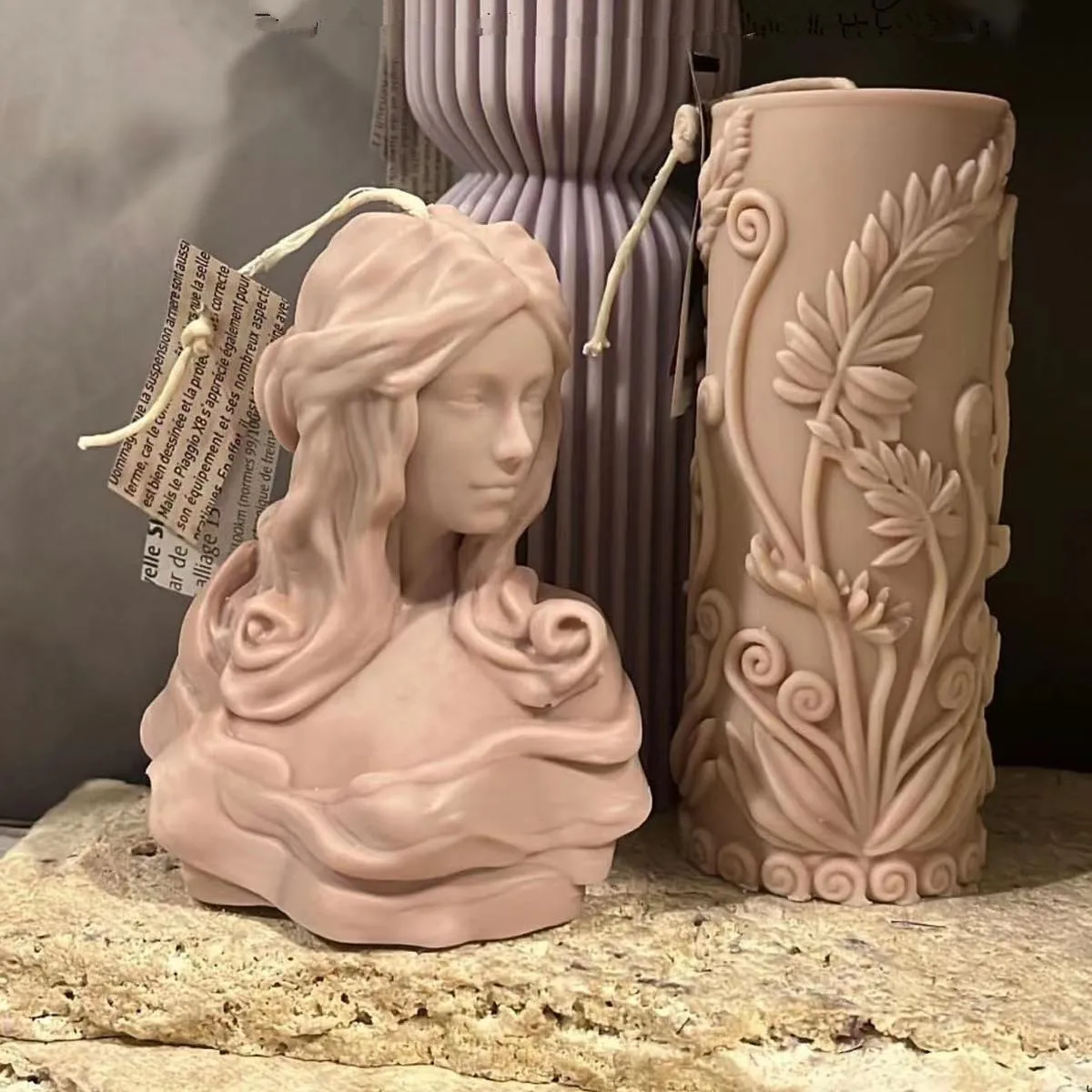Molde de silicona con forma de vela de estatua de diosa europea grande, pelo largo, vela femenina de medio cuerpo, molde de silicona de resina epoxi