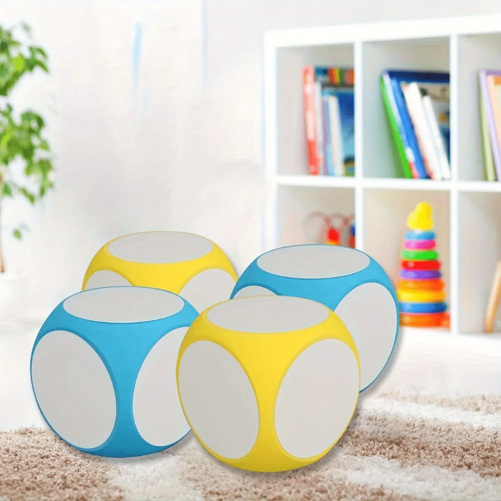 3個/セット 巨大EVAダイスセット - パーティー、教室、数学、英語用の再利用可能な書き込み&消去機能付き、ペン1本とスポンジ消しゴム1本付き