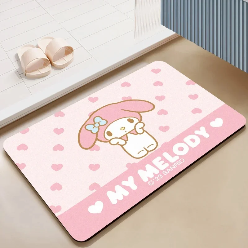 My Melody Absorbent Quick Dry Bathroom Mat, Diatomite Non-slip Rug for Shower and Toilet Floor