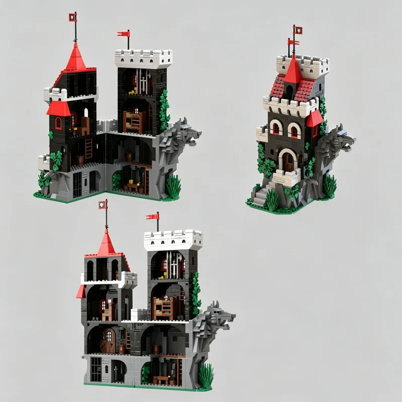 1402PCS MOC Howling Rock Medieval Wolf Theme Castle Model Building Blocks DIY Assembly Toy Adult Collector Collection Desktop