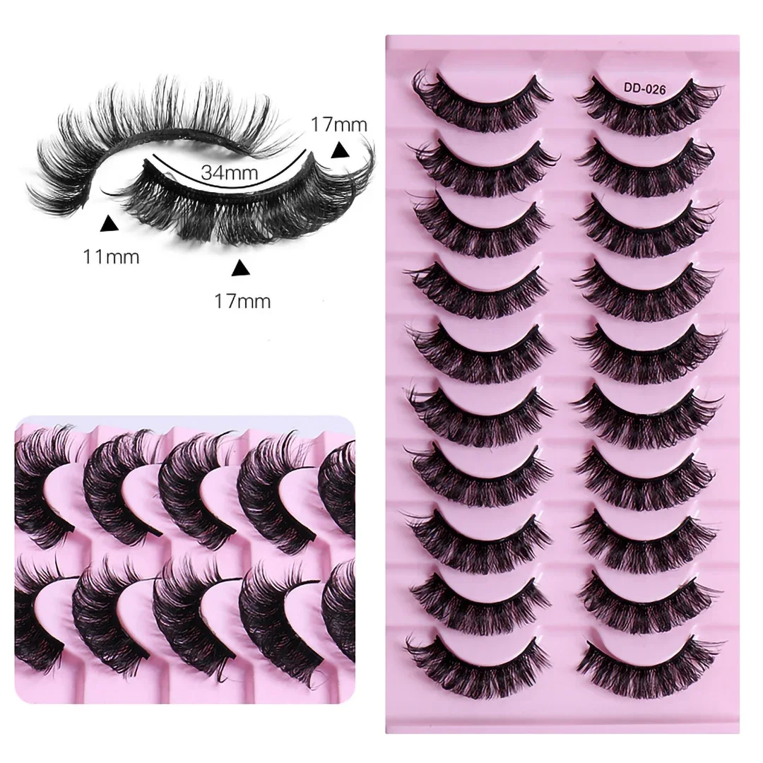 Pestañas postizas 3D de visón esponjoso, extensiones rusas voluminosas, maquillaje, 10 pares