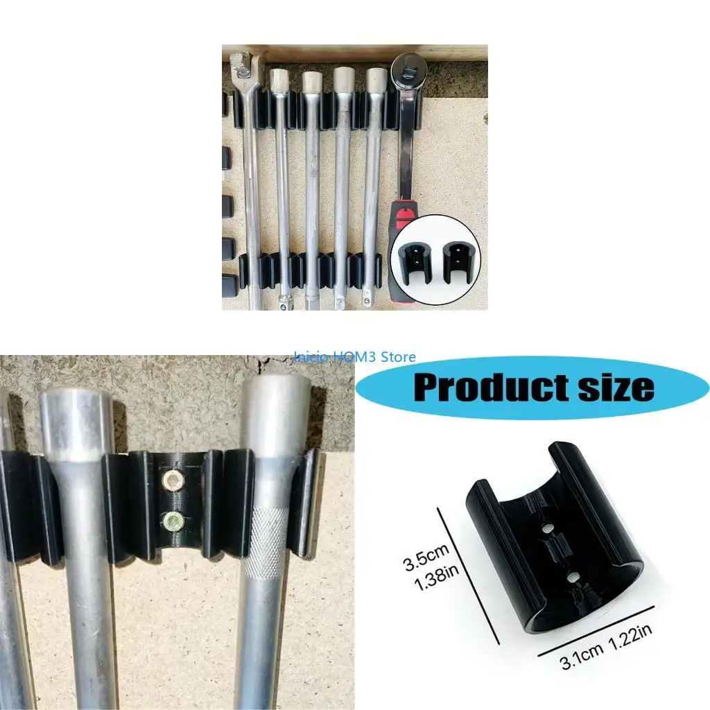 A5YD Space Saving Wall Brackets For 1/2Inch Ratchet And Extension Rod Includes Mounting Hardware For Quick Setups