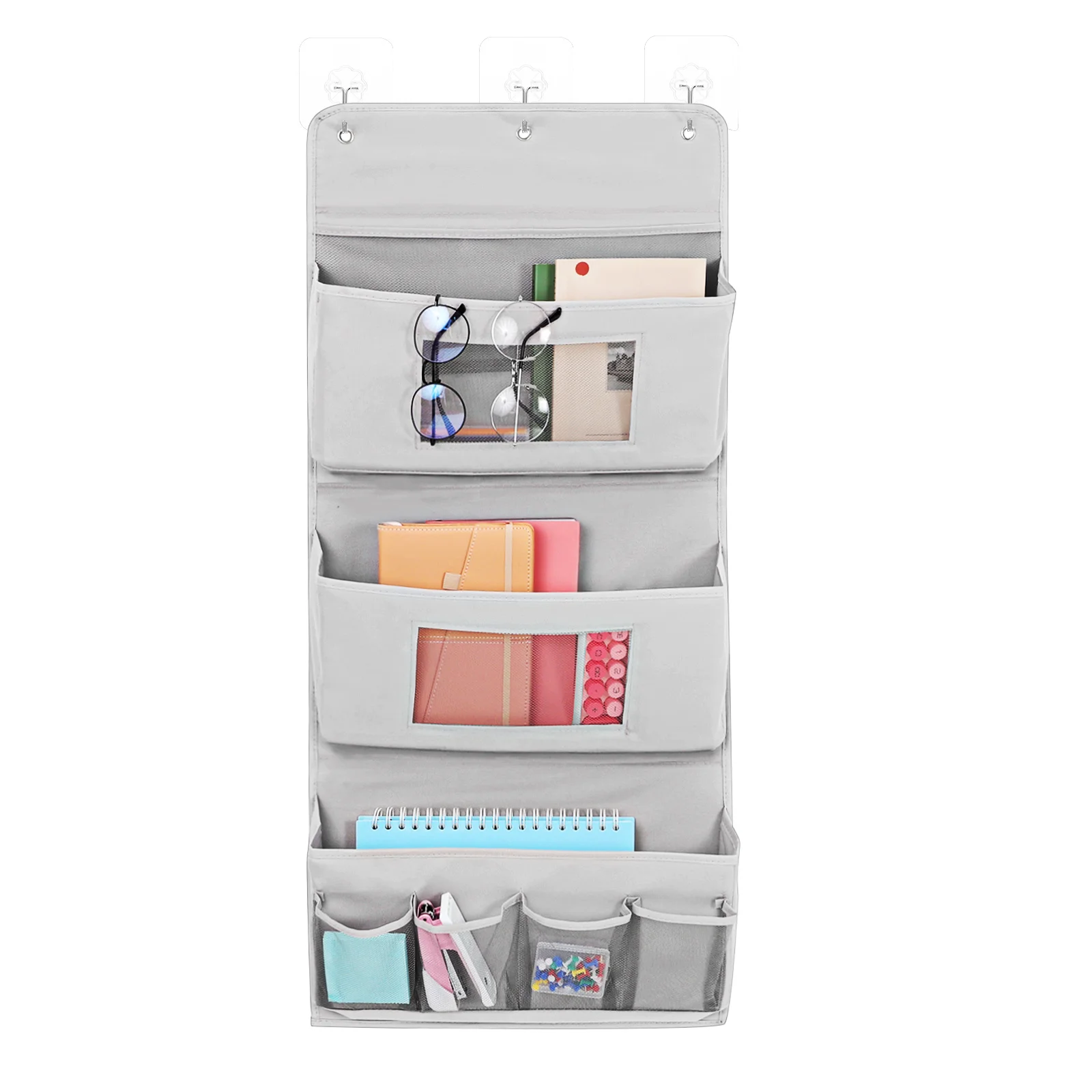 Organizador colgante sobre la puerta, bolsa de almacenamiento de tela, organizador de bolsillos de pared, múltiples bolsillos, fácil de limpiar, ahorro de espacio