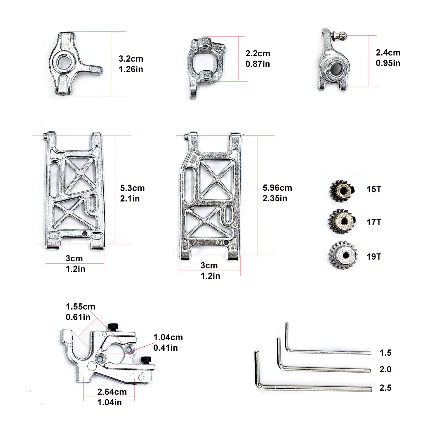 Cast Iron Suspension Arms Wheel Hubs Adjustable Motor Mount With Pinions Metal Upgrade Parts For JMRC 1213 & Wltoys Car