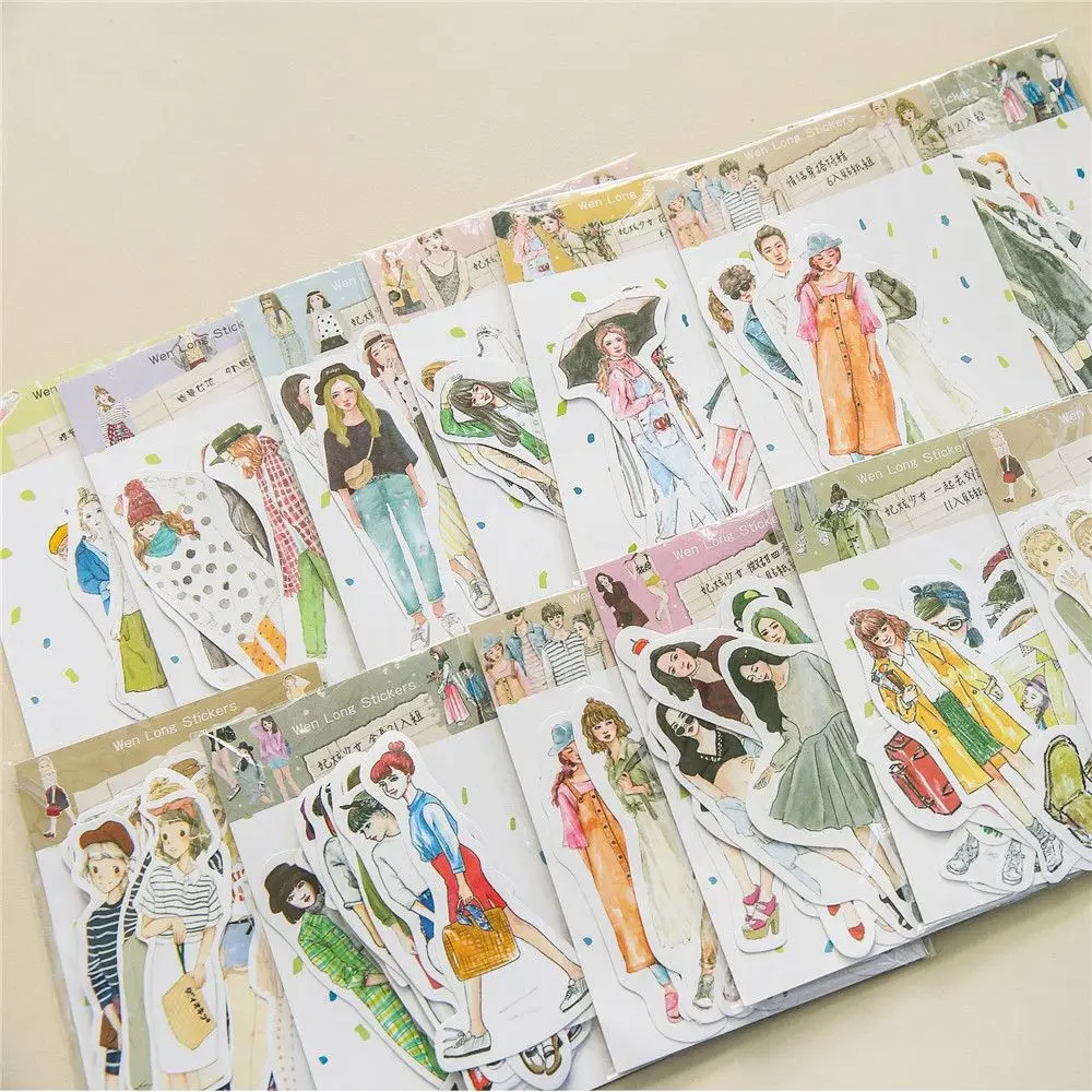 Kawaii Cute Self-Adhesive Paper Stickers - Fashion Girls DIY Scrapbooking Diary Notebook Decor & Package Sealing Stickers
