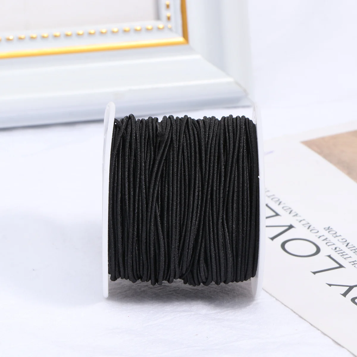 1 롤 50M 1.2mm 탄성 코드 원형 강력 유연 DIY 팔찌 목걸이 비딩 스트링 공예 보석 제작 재료 블랙