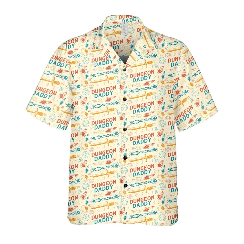 American Retro Fantasy Board Game Sword Magic Elements Men's Loose and Trendy Lapel Shirt