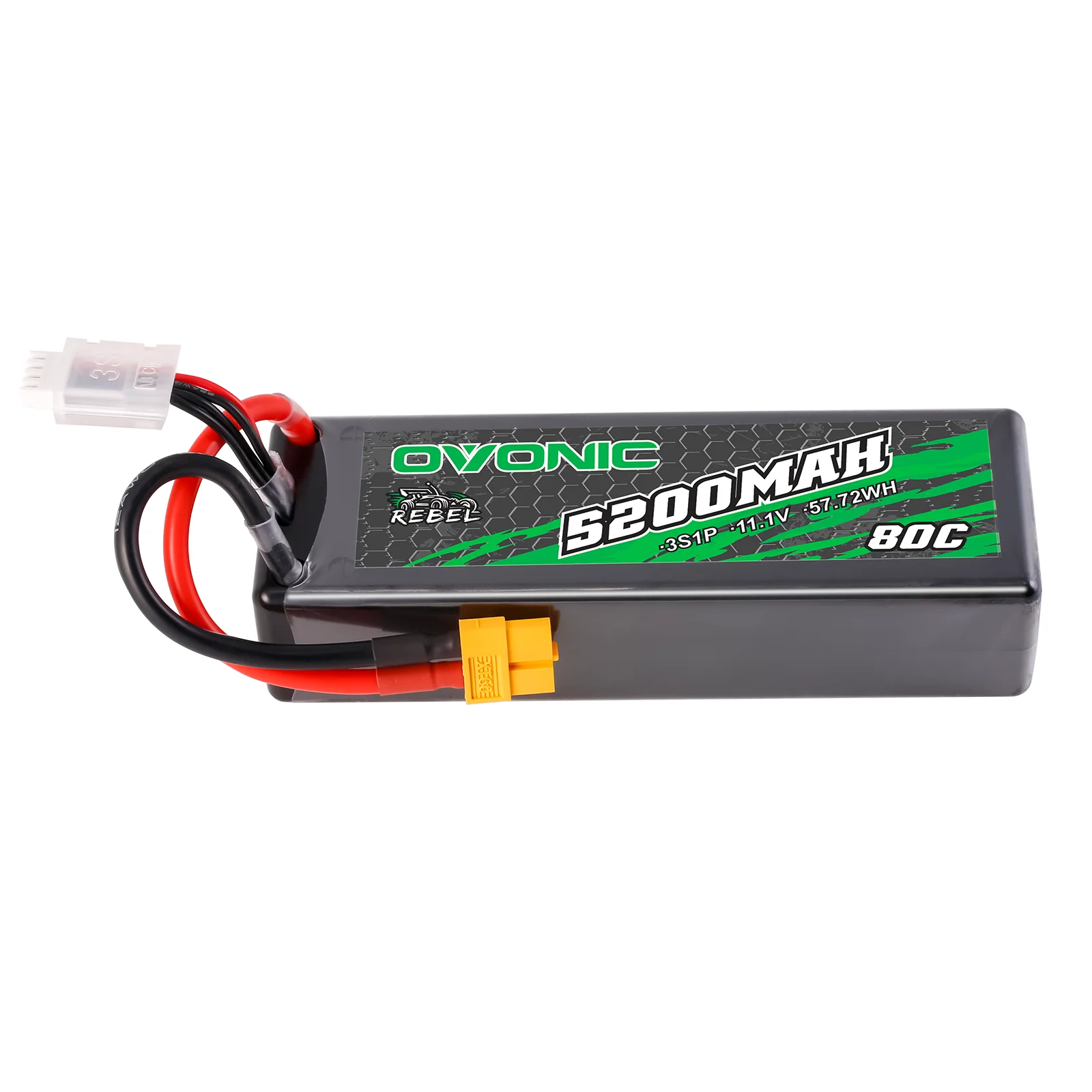 Batteria ai polimeri di litio OVONIC 3S 80C 5200 mAh 11,1 V con connettore XT60 (confezione da 2)