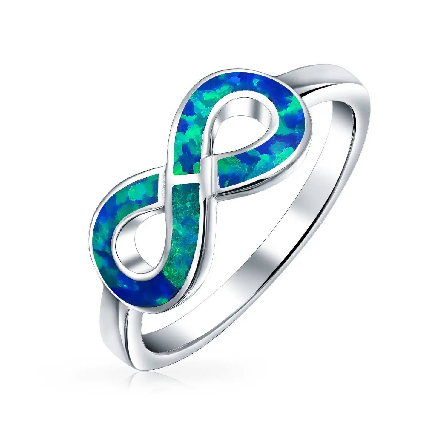 

Stunning Love Knot Infinity Blue Opal Sterling Silver Ring for Women/Girl Friendship