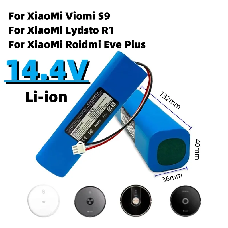 

14,4 В/робот-пылесос для Xiaomi Yunmi S9, Ruimi R1, и Roidmi Eve Plus, литиевая батарея 14,8 В, 2P4S, 5200 мАч