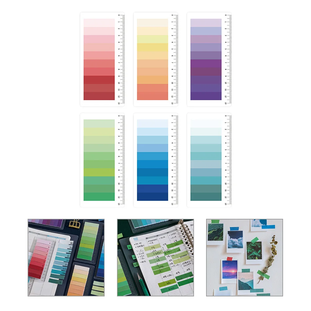 

6 Sets Gradient Portable Page Markers Compact Book Tabs For School Reading Self-Adhesive Convenient Label Stickers