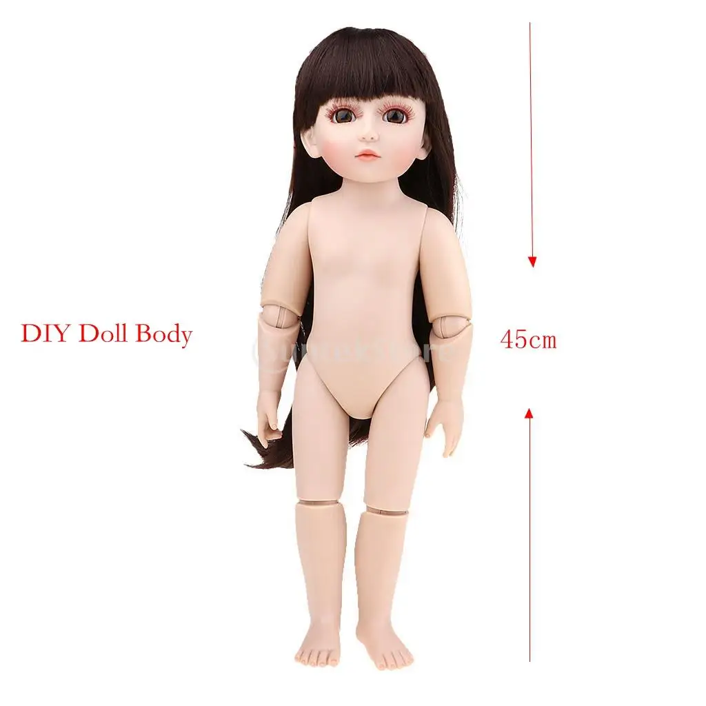 커스터마이징 DIY 누드 인형, 커피 긴 곱슬 머리 풀 세트, 볼 조인트 인형, DIY, 어린이 선물 놀이 세트, 45cm