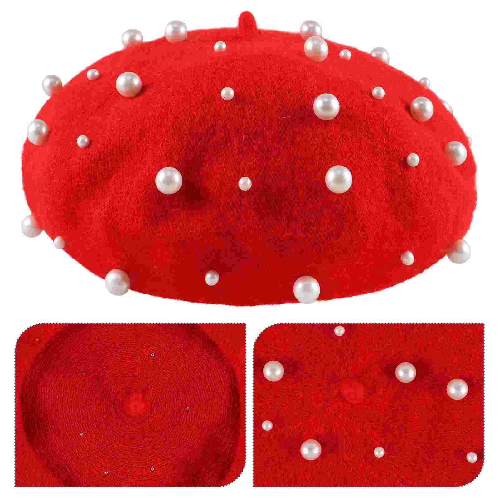 Rivet Beret Heavy Work Pearl Korean Version Outdoor Activities Hat Cashmere