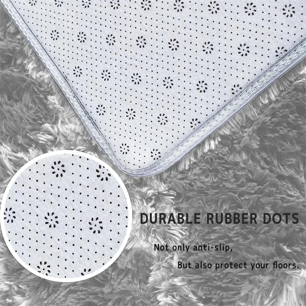 سجادة منطقة لغرفة المعيشة، سجادة Brochao 5ft x 8ft Ultra Shag Area سجادة منفوشة ناعمة غامضة غير قابلة للانزلاق لديكور المنزل باللون الرمادي