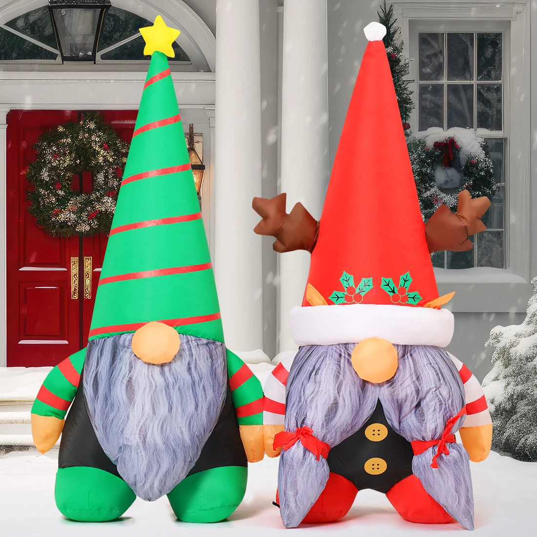 5.4 FT Christmas Inflatable Gnome Cute Gnome Blow up Hand in Hand Factory Price Outdoor Christmas Decorations for Xmas
