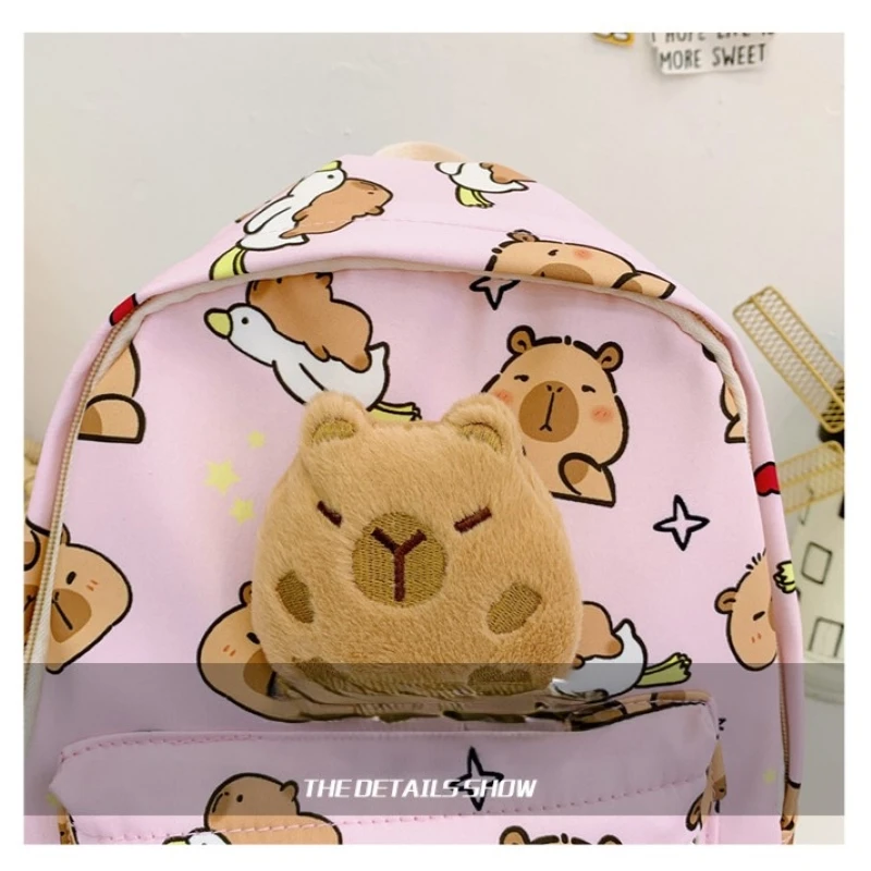 لطيف الكرتون كابيبارا على ظهره أفخم قلادة الحقائب المدرسية حقيبة كتف للأطفال رياض الأطفال على ظهره حقيبة كتب الموضة