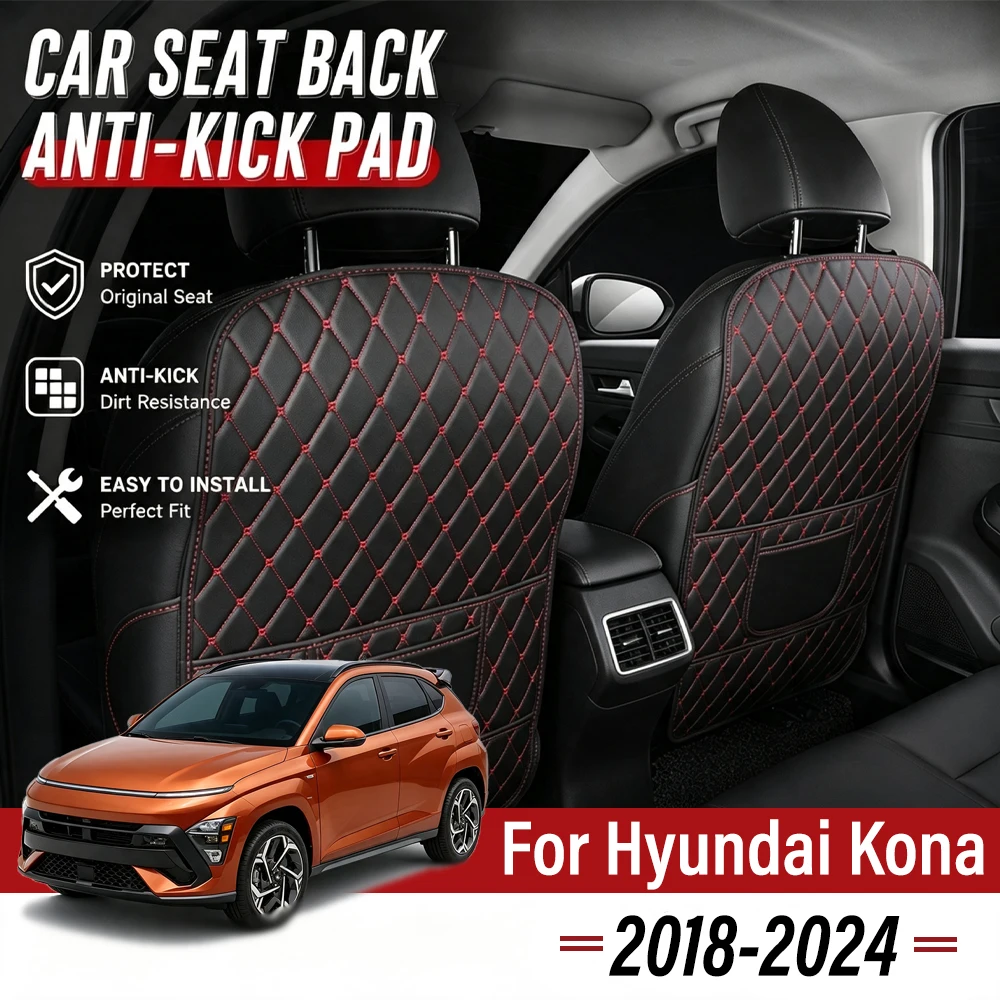 Easy Clean PU Anti Kick Mat Pads For Hyundai Kona 2018-2024 Dirt-Repellent, Two Color Choice, Quick Install Full Coverage