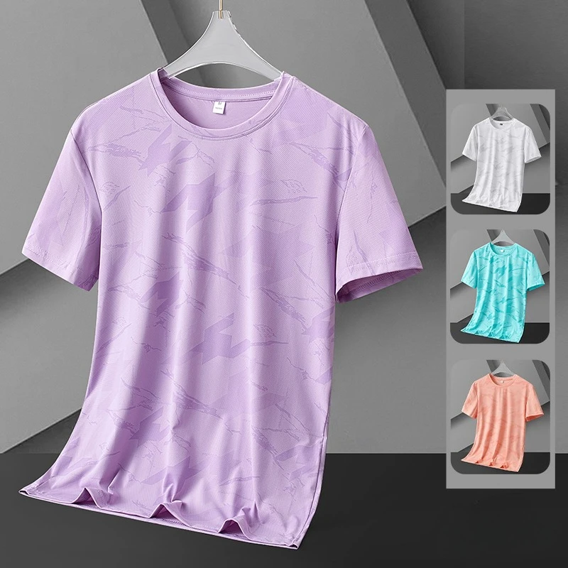 Summer Outdoor Volleyball Casual Ice Silk Quick Drying Short Sleeved T-shirt Lightweight and Breathable Couple Casual T-shirt