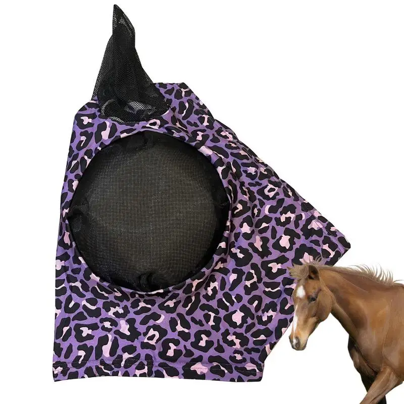 

Horse Fly Face Cover Leopard Print Pattern Equestrian Supplies Comfortable Breathable Anti-Mosquitoes Cover Horse Care Product